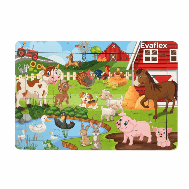 Rompecabezas Granja Mamá y Crías Madera 20 pz – Evaflex