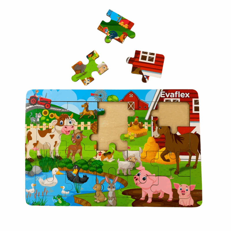 Rompecabezas Granja Mamá y Crías Madera 20 pz – Evaflex