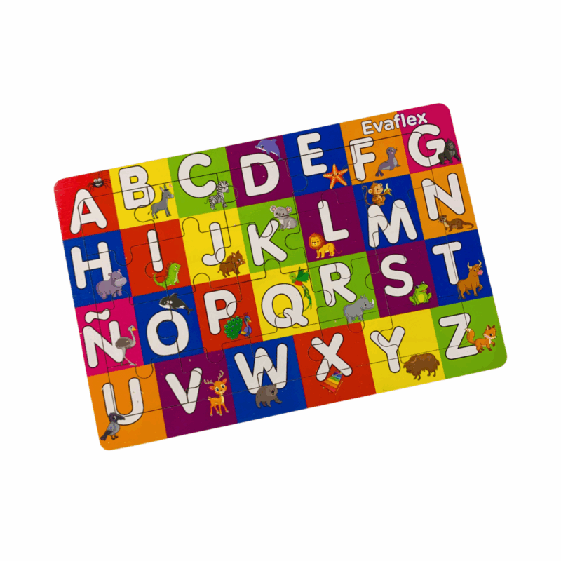 Rompecabezas Abecedario Animales Colores Madera 20 pz – Evaflex