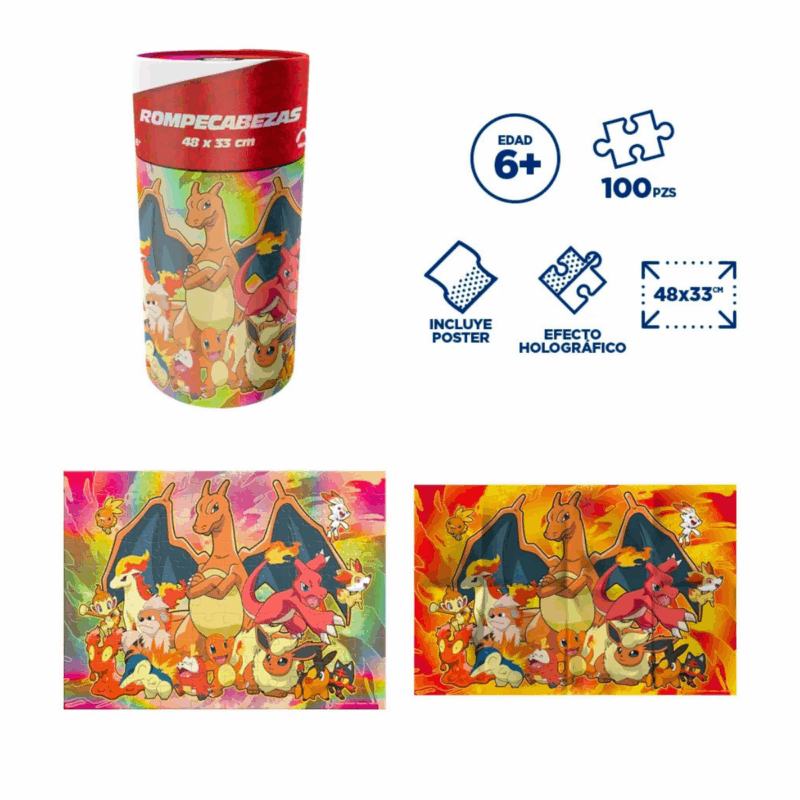 Rompe Pokemon Metalizado Cilindro 100 Pz - Novelty