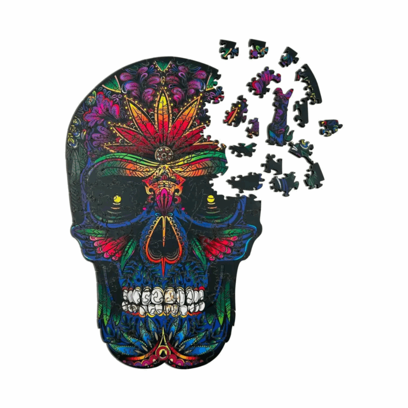 Rompecabezas Calavera Madera Arte Folk 150 Piezas - Evaflex