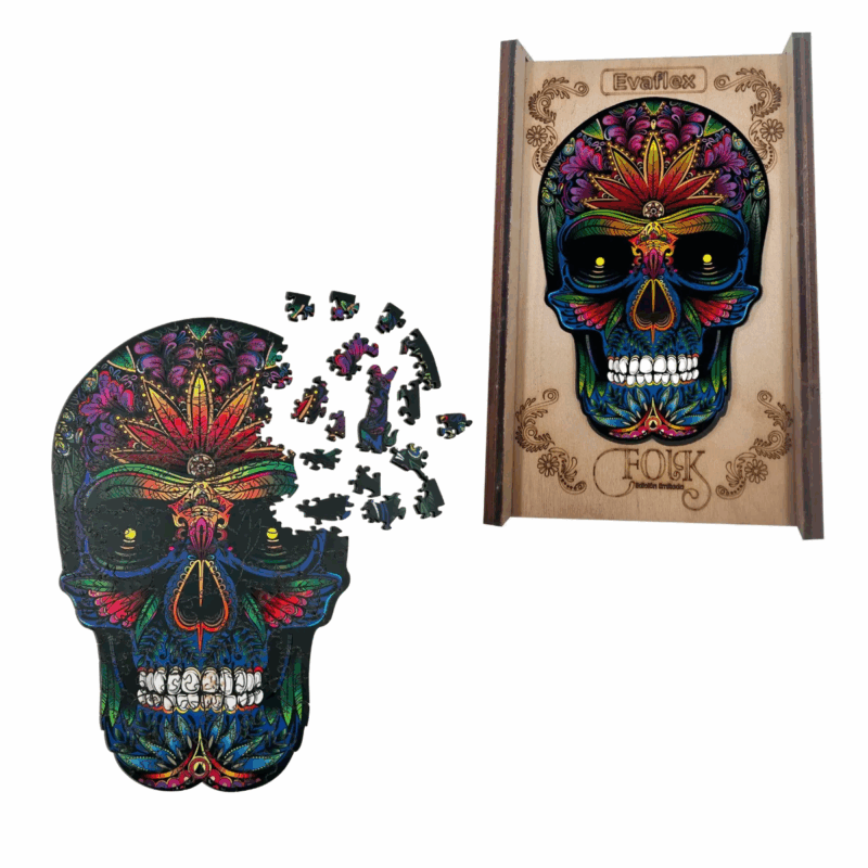 Rompecabezas Calavera Madera Arte Folk 150 Piezas – Evaflex Rompecabezas Calavera Madera Arte Folk 150 Piezas - Evaflex