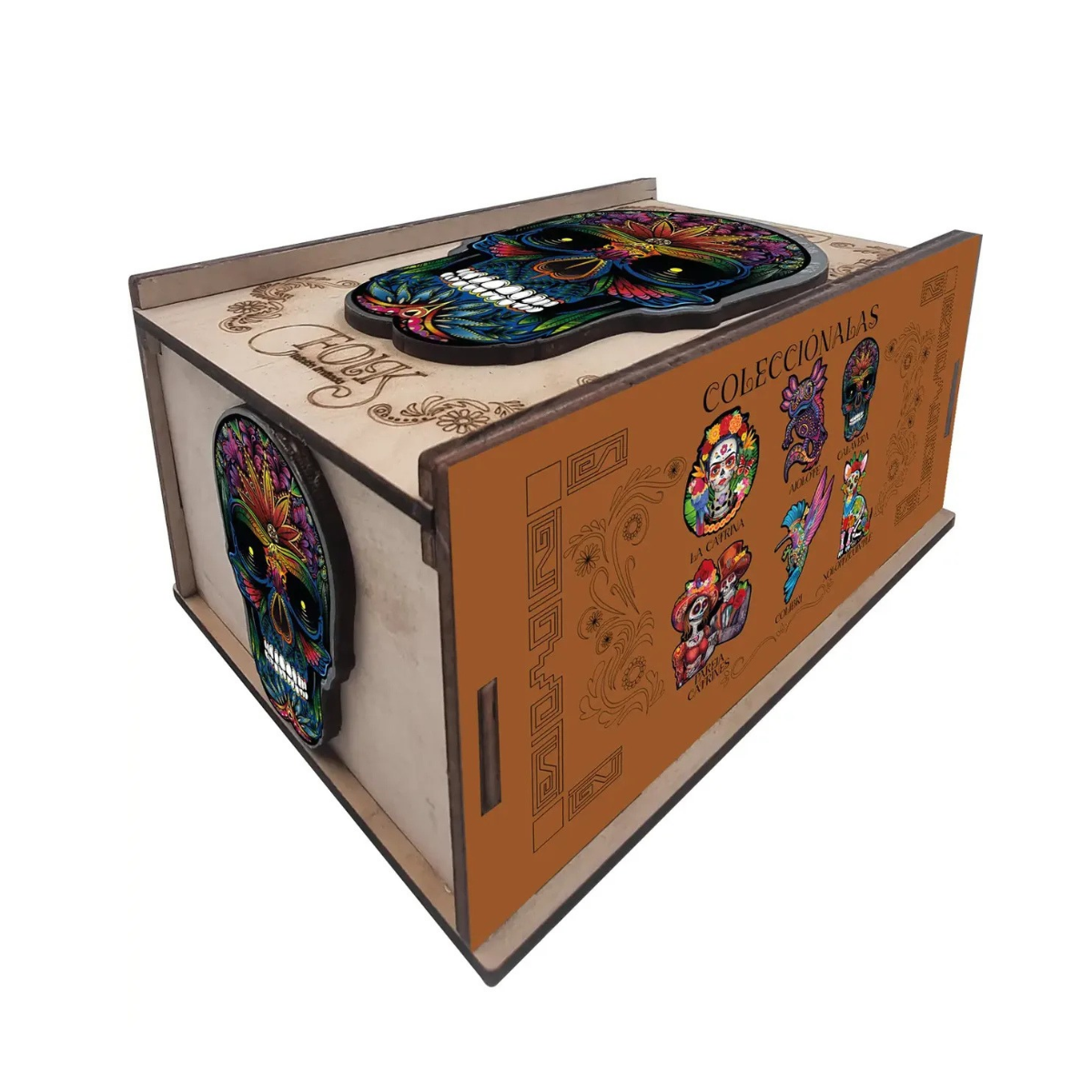 Rompecabezas Calavera Madera Arte Folk 400 Piezas - Evaflex